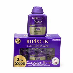 شامپو بیوکسین بنفش مدل Collagen Biotin پک سه عددی
