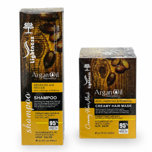 شامپو و ماسک موی لایتنس حاوی argan oil