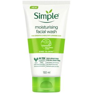 ژل شستشوی صورت سیمپل مدل Moisturizing مخصوص پوست خشک و حساس حجم 150ml